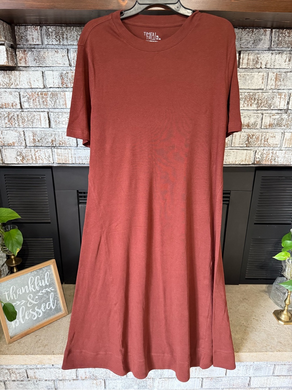Rust Short Sleeve Midi Trunk Dress
